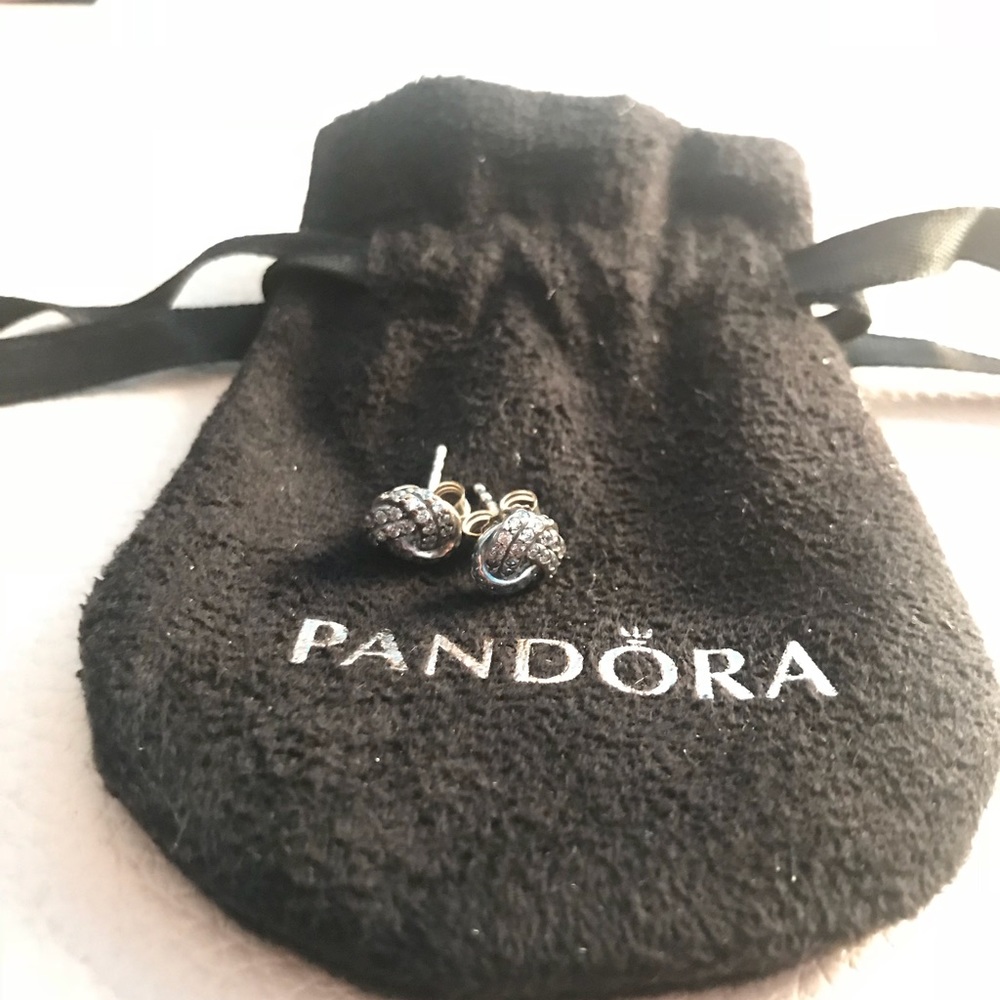 Pandora Sparking Love Knot Stud Earrings NWOT